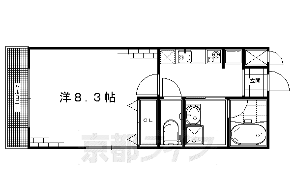 京阪電気鉄道京阪線 丹波橋駅 徒歩5分 3階建 築11年(1K/3階)の間取り写真