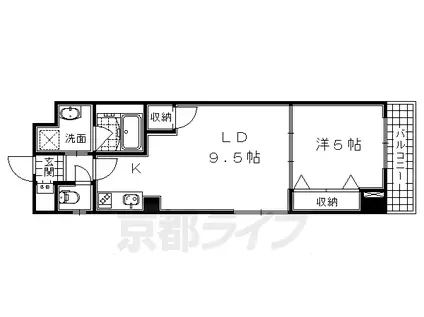 近鉄京都線 桃山御陵前駅 徒歩3分 4階建 築10年(1LDK/2階)の間取り写真