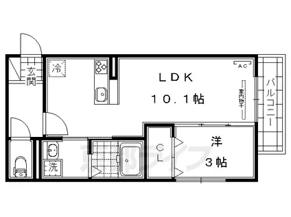 近鉄京都線 桃山御陵前駅 徒歩3分 3階建 築10年(1LDK/2階)の間取り写真