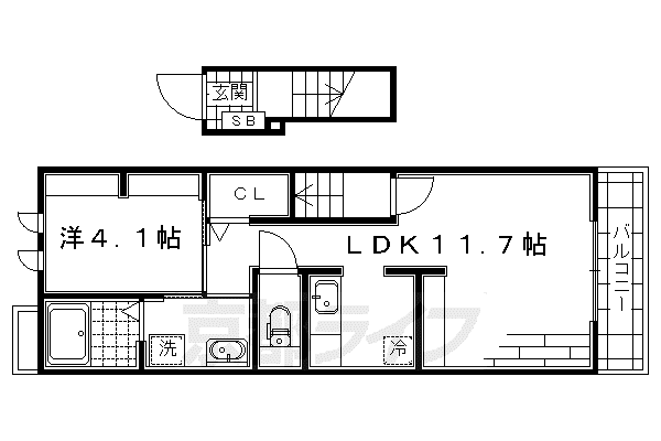 京阪電気鉄道京阪線 墨染駅 徒歩8分 2階建 築10年(1LDK/2階)の間取り写真