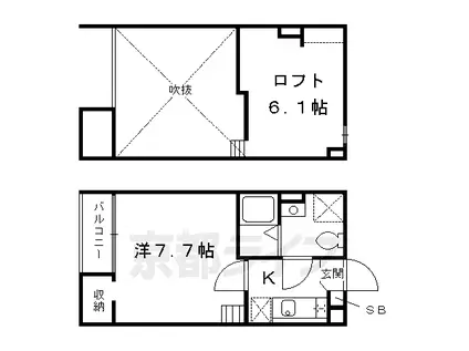 京阪電気鉄道京阪線 淀駅 徒歩7分 2階建 築9年(1K/2階)の間取り写真