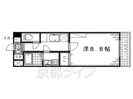 京都市烏丸線 竹田駅(京都) 徒歩9分 4階建 築7年(1K/4階)の間取り写真