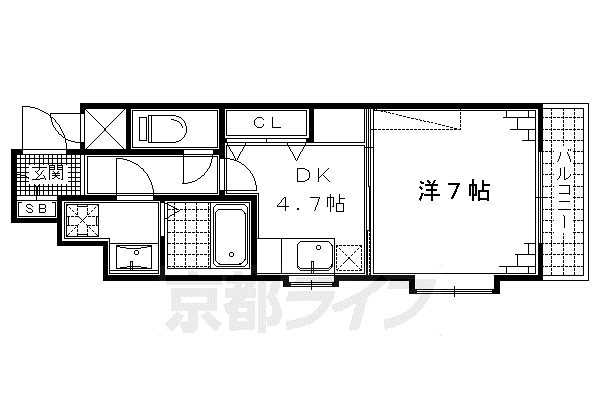 京都市烏丸線 竹田駅(京都) 徒歩9分 6階建 築9年(1DK/2階)の間取り写真