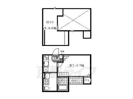 近鉄京都線 伏見駅(京都) 徒歩5分 2階建 築8年(1K/2階)の間取り写真