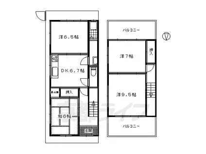 京阪電気鉄道京阪線 墨染駅 徒歩3分 2階建 築50年(4DK)の間取り写真