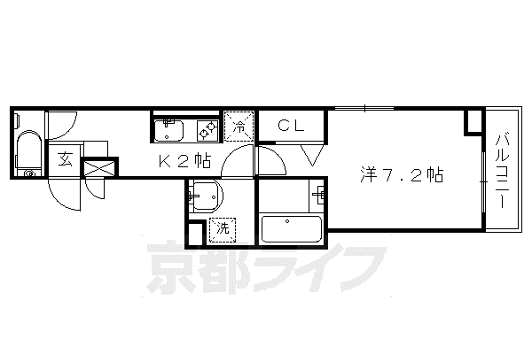 京阪電気鉄道京阪線 龍谷大前深草駅 徒歩4分 3階建 築8年(1K/2階)の間取り写真