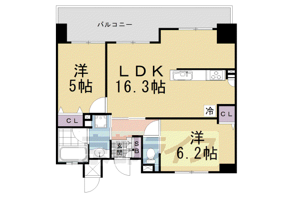 京阪電気鉄道京阪線 伏見桃山駅 徒歩4分 5階建 築12年(2LDK/4階)の間取り写真
