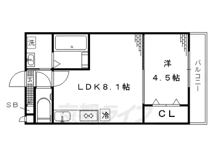 京阪電気鉄道京阪線 伏見桃山駅 徒歩10分 3階建 築8年(1LDK/3階)の間取り写真