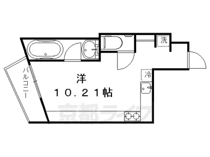 京阪電気鉄道京阪線 藤森駅 徒歩5分 5階建 築7年(ワンルーム/2階)の間取り写真
