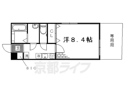 京阪電気鉄道京阪線 藤森駅 徒歩7分 3階建 築7年(1K/1階)の間取り写真