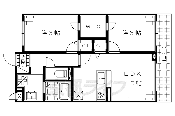 奈良線 桃山駅 徒歩11分 2階建 築8年(2LDK/2階)の間取り写真