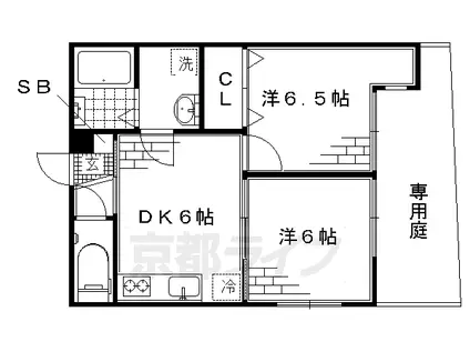 京阪電気鉄道京阪線 墨染駅 徒歩5分 2階建 築7年(2DK/1階)の間取り写真