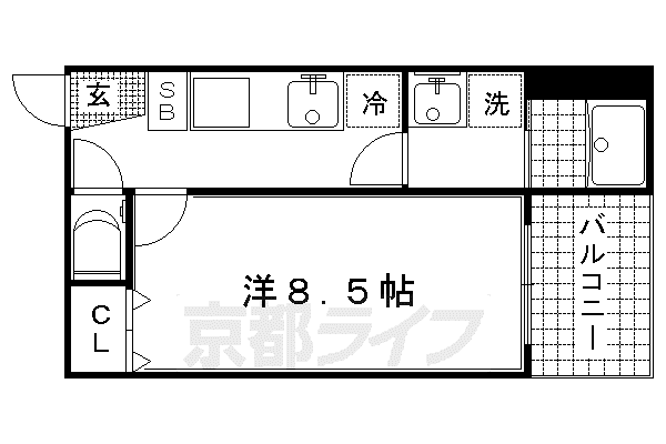 京阪電気鉄道京阪線 藤森駅 徒歩6分 3階建 築7年(1K/1階)の間取り写真