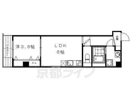 アイカーサ綾小路(1LDK/2階)の間取り写真