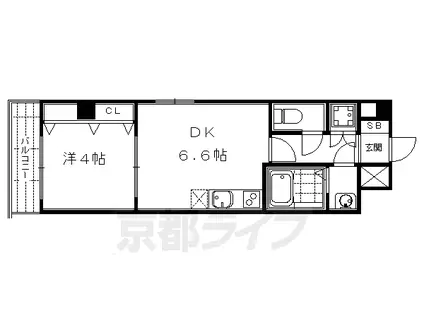 阪急電鉄京都線 京都河原町駅 徒歩3分 5階建 築12年(1DK/5階)の間取り写真