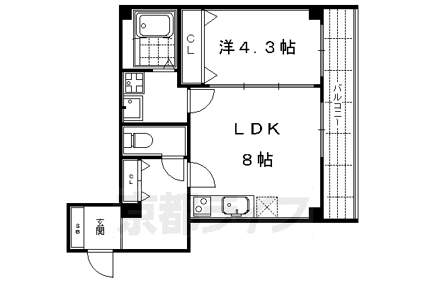 阪急電鉄京都線 京都河原町駅 徒歩5分 5階建 築12年(1LDK/2階)の間取り写真