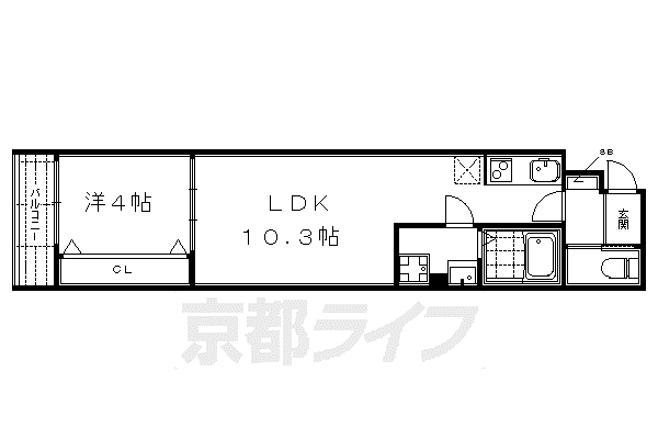 阪急電鉄京都線 京都河原町駅 徒歩5分 5階建 築12年(1LDK/2階)の間取り写真