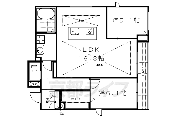 京都市東西線 東山駅(京都) 徒歩1分 4階建 築11年(2LDK/1階)の間取り写真