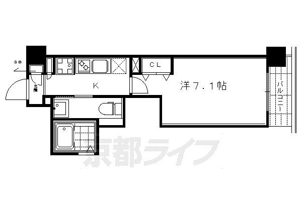 京都市東西線 東山駅(京都) 徒歩3分 5階建 築11年(1K/5階)の間取り写真