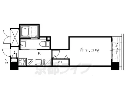 京都市東西線 東山駅(京都) 徒歩3分 5階建 築11年(1K/5階)の間取り写真