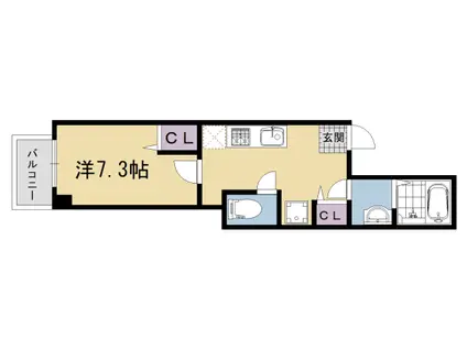 QUINTO五条烏丸(1K/3階)の間取り写真