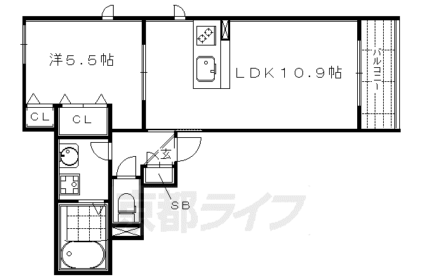 京都市東西線 東山駅(京都) 徒歩3分 3階建 築10年(1LDK/3階)の間取り写真
