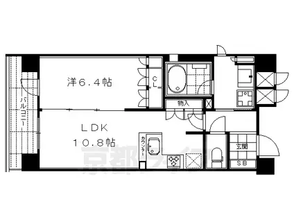 リーガル京都河原町五条Ⅱ(1LDK/3階)の間取り写真