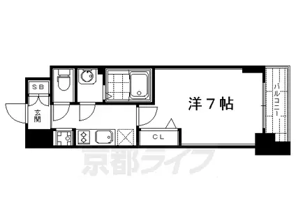 京都市烏丸線 五条駅(京都市営) 徒歩8分 5階建 築10年(1K/5階)の間取り写真