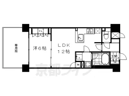 リーガル京都四条烏丸2(1LDK/1階)の間取り写真