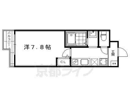 京都市東西線 二条城前駅 徒歩5分 3階建 築14年(1K/1階)の間取り写真