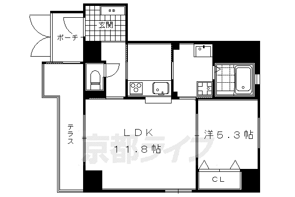 京都市烏丸線 四条駅(京都市営) 徒歩8分 5階建 築8年(1LDK/4階)の間取り写真