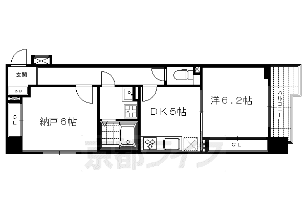 京都市烏丸線 烏丸御池駅 徒歩7分 5階建 築8年(1SDK/4階)の間取り写真