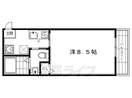 阪急電鉄京都線 大宮駅(京都) 徒歩8分 4階建 築9年(1K/2階)の間取り写真