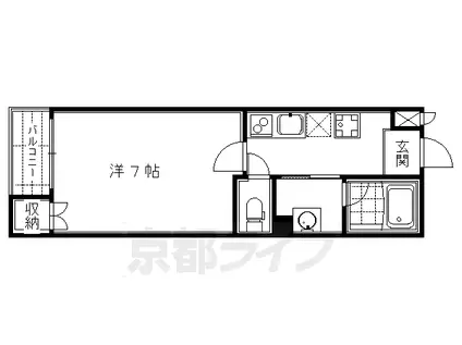 京都市東西線 二条城前駅 徒歩4分 4階建 築9年(1K/3階)の間取り写真
