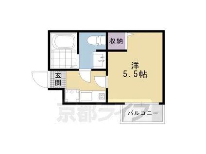 京都市東西線 二条駅 徒歩6分 3階建 築8年(1K/3階)の間取り写真