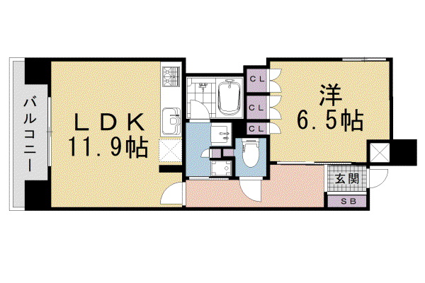 京都市烏丸線 四条駅(京都市営) 徒歩6分 11階建 築5年(1LDK/11階)の間取り写真