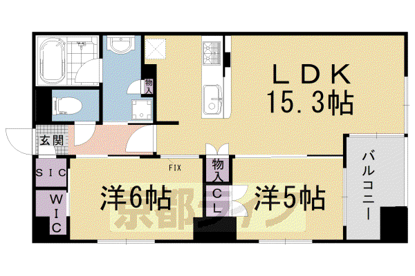 京都市烏丸線 四条駅(京都市営) 徒歩6分 11階建 築5年(2LDK/10階)の間取り写真