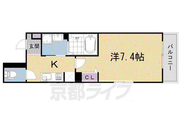 SIXBIJOUX堺町五条(1K/1階)の間取り写真