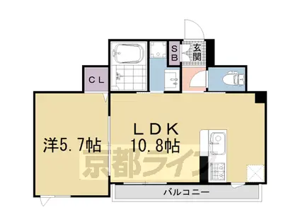 山陰本線 丹波口駅 徒歩9分 4階建 築5年(1LDK/3階)の間取り写真
