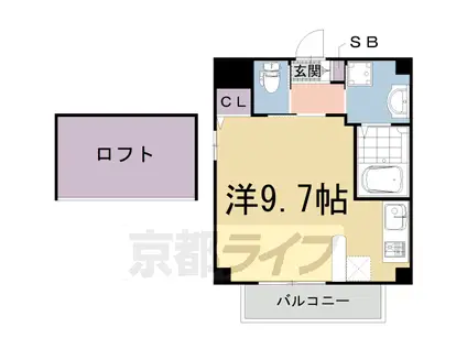 阪急電鉄京都線 大宮駅(京都) 徒歩8分 4階建 築6年(ワンルーム/2階)の間取り写真