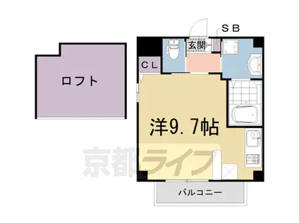 阪急電鉄京都線 大宮駅(京都) 徒歩8分 4階建 築5年(ワンルーム/3階)の間取り写真