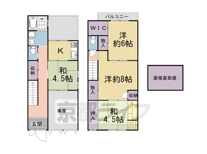 阪急電鉄京都線 京都河原町駅 徒歩4分 2階建 築65年(3LDK)の間取り写真