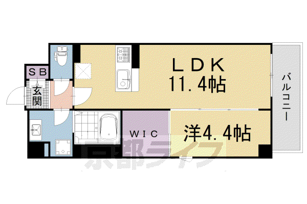 山陰本線 二条駅 徒歩2分 6階建 築5年(1LDK/2階)の間取り写真
