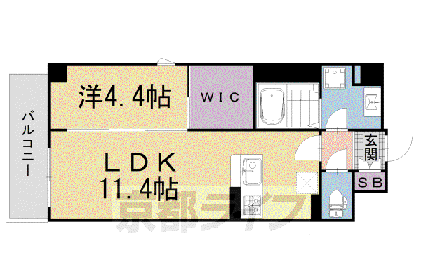 山陰本線 二条駅 徒歩2分 6階建 築5年(1LDK/5階)の間取り写真