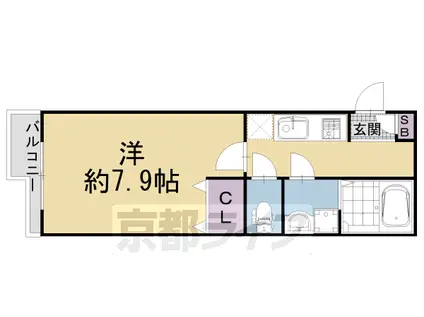 京都市東西線 二条城前駅 徒歩7分 3階建 築5年(1K/2階)の間取り写真