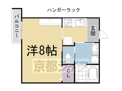 京都市烏丸線 北大路駅 徒歩24分 3階建 築4年(1K/2階)の間取り写真