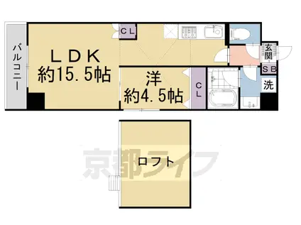 阪急電鉄京都線 烏丸駅 徒歩6分 4階建 築4年(1LDK/4階)の間取り写真