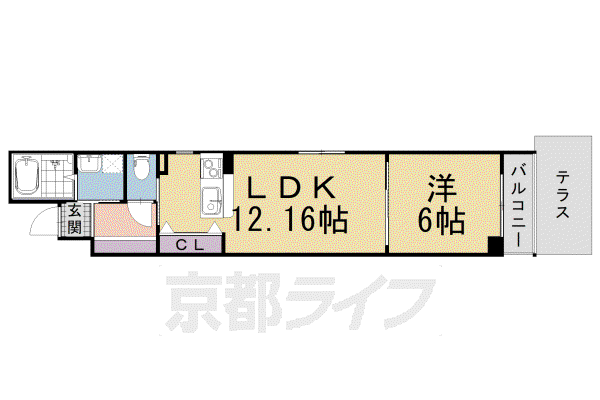 PEACEWELL四条(1LDK/1階)の間取り写真