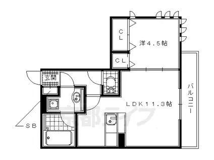 近鉄京都線 久津川駅 徒歩2分 3階建 築10年(1LDK/3階)の間取り写真