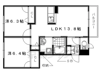 京阪電気鉄道宇治線 黄檗駅(京阪) 徒歩8分 2階建 築10年(2LDK/2階)の間取り写真
